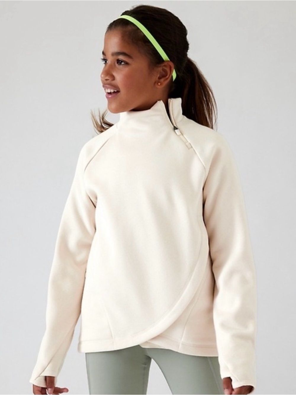 Athleta Girl Cream Cozy Karma Wrap Sz XL (14)